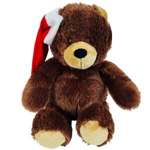 Gund Teddy Bear  Brown‎ Bear With Santa Christmas Hat Plush 19" Stuffed Toy